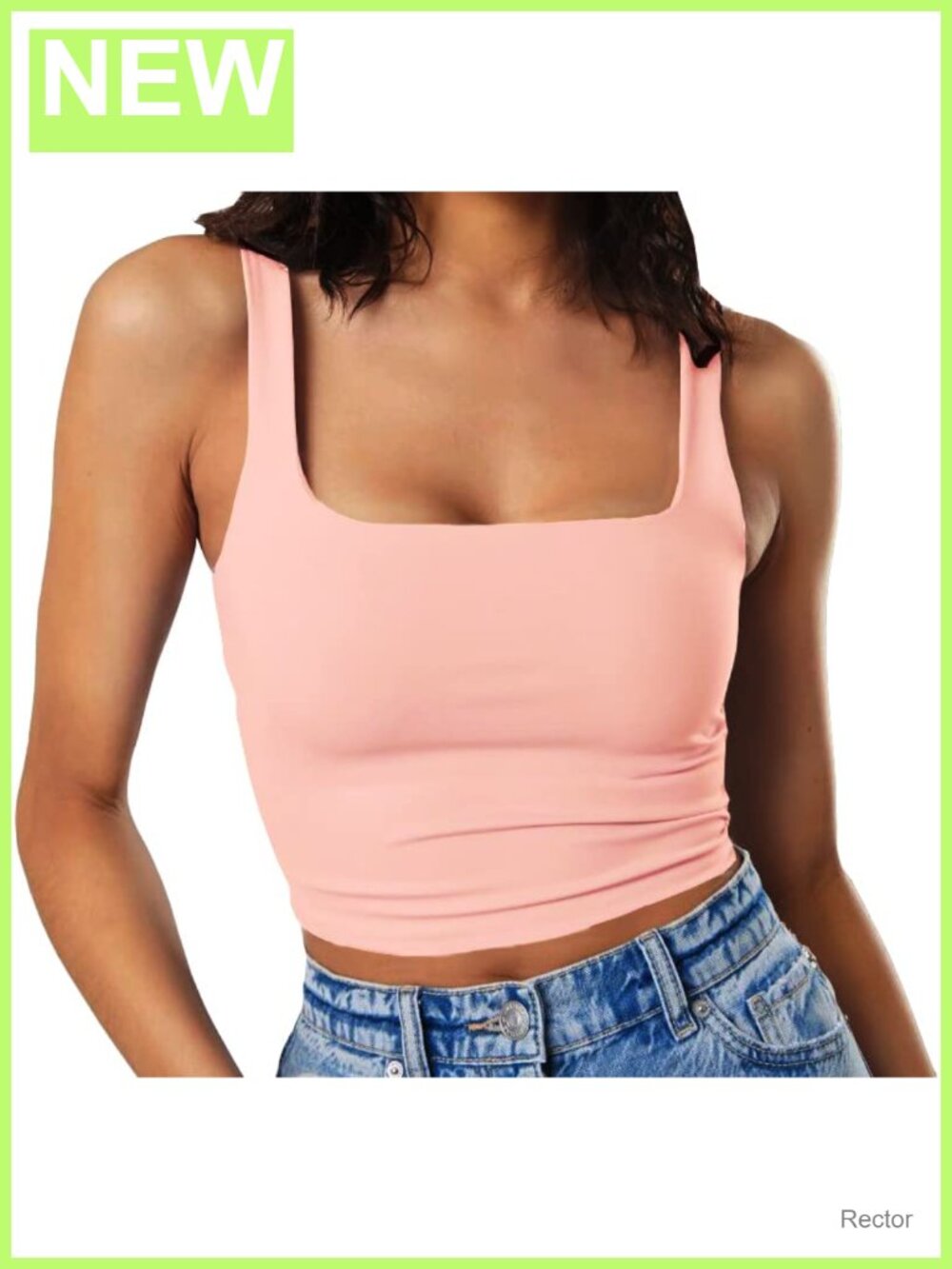 Sleeveless Strappy Square Neck Double Layer Workout Crop Top
